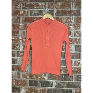 Lauren Ralph Lauren Ribbed Long Sleeve Shirt SP Racer Sleeve Cotton Orange Basic